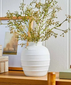 Better Homes & Gardens Textured Ribbed Ceramic Vase 8-inch Height - White