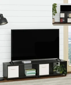 Mainstays Expandable Side by Side or Stacking TV Stand - Black Oak