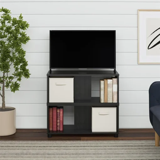Mainstays Expandable Side by Side or Stacking TV Stand - Black Oak - Image 4