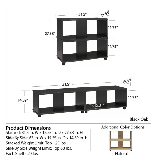 Mainstays Expandable Side by Side or Stacking TV Stand - Black Oak - Image 5